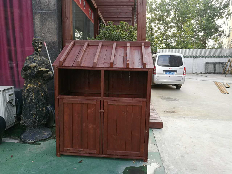 景观防腐木垃圾箱